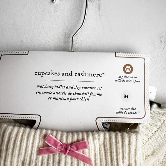 Cupcakes and CAshmere Ivory Pink Bow Sweater + Matching Dog Sweater Set M - Picture 4 of 5